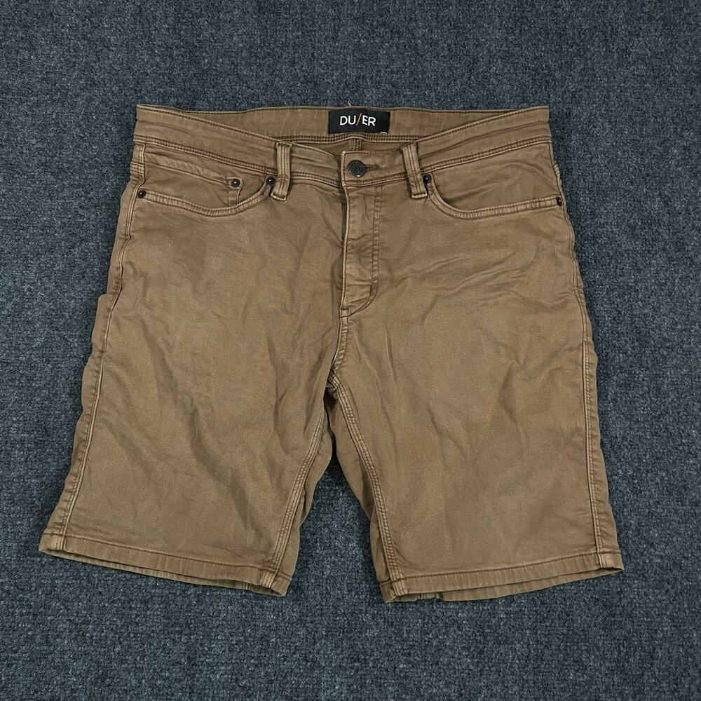 DU/ER Duer Shorts Mens 34 Brown No Sweat Slim Fit N2X Cotton Stretch 5 Pocket